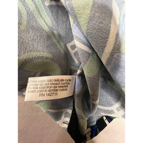 Eloquii Women’s Size 14 Blouse Green Blue Abstract Print Long Sleeve - Picture 6 of 8